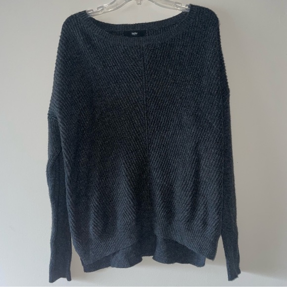 Moschino Sweaters - Mossimo Women’s L Charcoal Grey Diagonally Ribbed Boat Neck Sweater